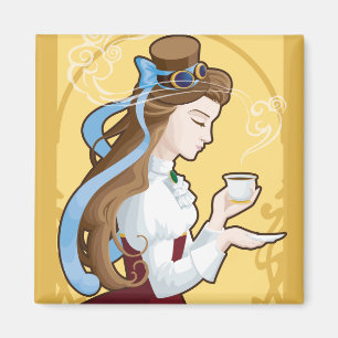 Steampunk Tea Time Magnet