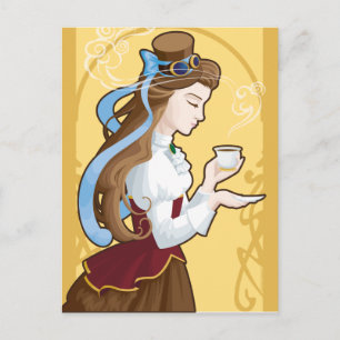 Steampunk Tea Time Postkarte