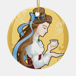 Steampunk Tee-Zeit Keramikornament