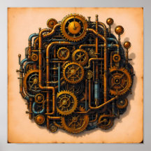 Steampunk-Teile Explosionsansicht Wallpaper/Stoff