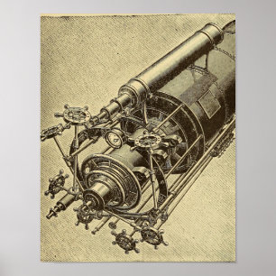 Steampunk-Teleskop Vintage-1898-Illustration Poster