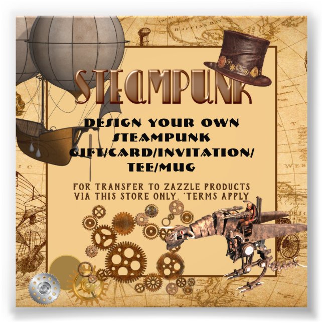 STEAMPUNK Template-Übertragung auf jedes Geschenk/ Fotodruck (Vorne)