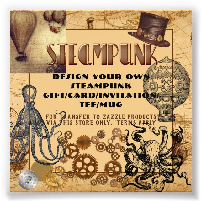 STEAMPUNK Template-Übertragung auf jedes Geschenk/ Fotodruck (Vorne)