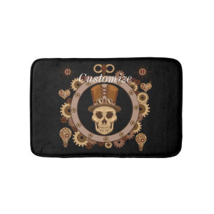 Steampunk Theme Top Hat Skull Thunder_Cove Badematte