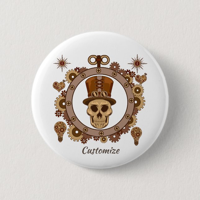 Steampunk Theme Top Hat Skull Thunder_Cove Button (Vorderseite)