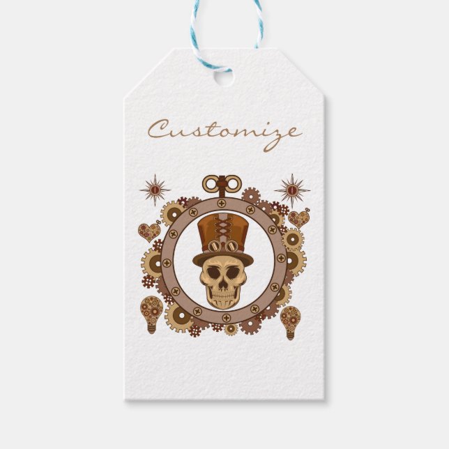 Steampunk Theme Top Hat Skull Thunder_Cove Geschenkanhänger (Vorderseite)