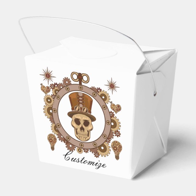 Steampunk Theme Top Hat Skull Thunder_Cove Geschenkschachtel (Rückseite)