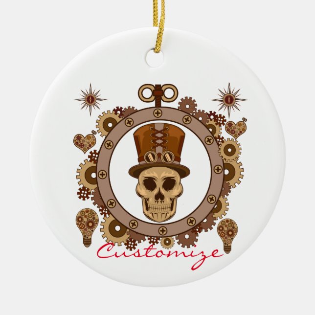 Steampunk Theme Top Hat Skull Thunder_Cove Keramik Ornament (Vorne)