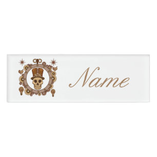 Steampunk Theme Top Hat Skull Thunder_Cove Namenschild