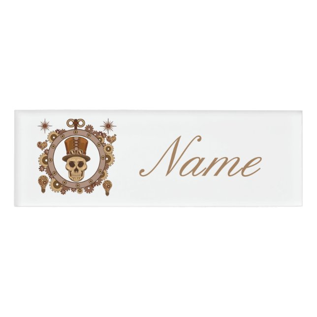 Steampunk Theme Top Hat Skull Thunder_Cove Namenschild (Vorderseite)