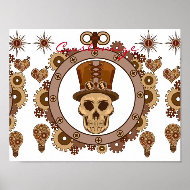 Steampunk Theme Top Hat Skull Thunder_Cove Poster (Vorne)