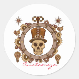Steampunk Theme Top Hat Skull Thunder_Cove Runder Aufkleber