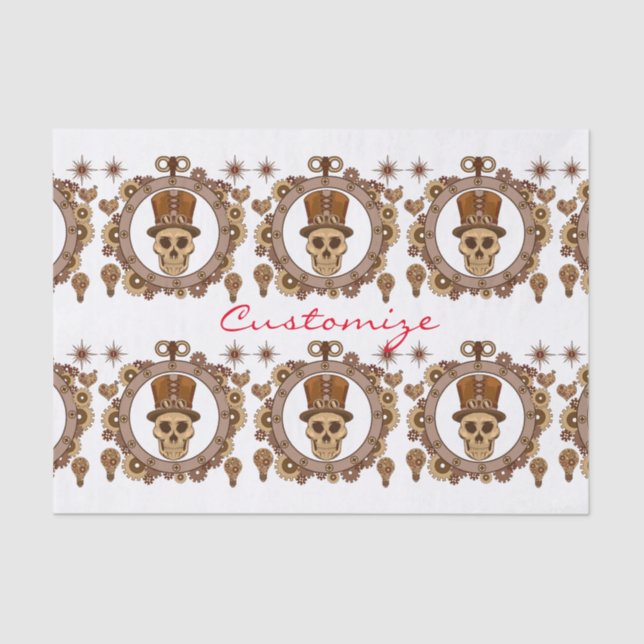 Steampunk Theme Top Hat Skull Thunder_Cove Seidenpapier (Vorderseite)