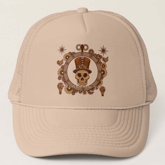 Steampunk Theme Top Hat Skull Thunder_Cove Truckerkappe (Vorderseite)