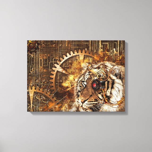 Steampunk Tiger Leinwanddruck (Vorderseite)