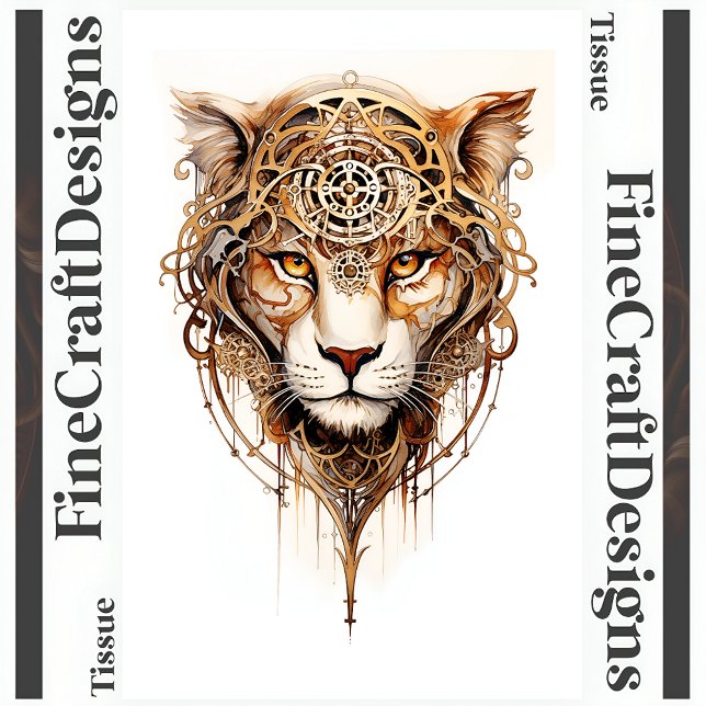 Steampunk Tiger Metallic Wheels Decoupage R 136 Seidenpapier (Von Creator hochgeladen)