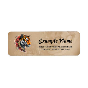 Steampunk Tiger mit Rose Illustration.