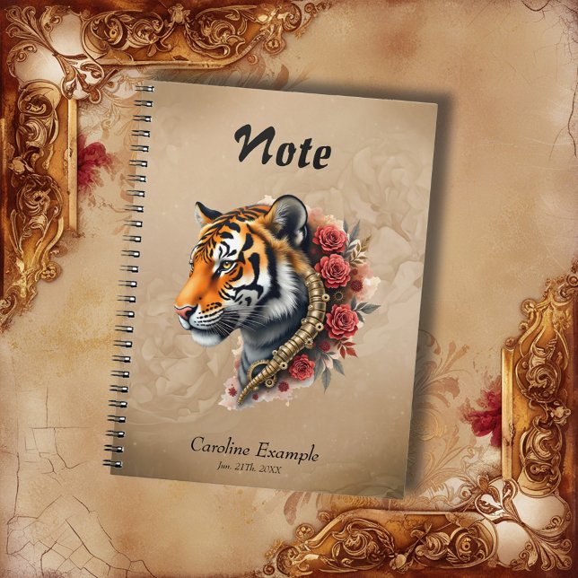 Steampunk Tiger mit Rose Illustration Notizblock (Von Creator hochgeladen)