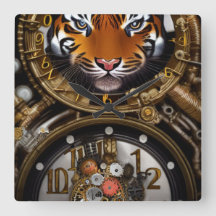 Steampunk-Tiger-Wanduhr
