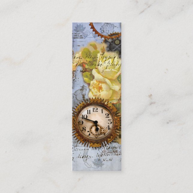 Steampunk Time Machine Pocket Watch Business Card Mini Visitenkarte (Vorderseite)