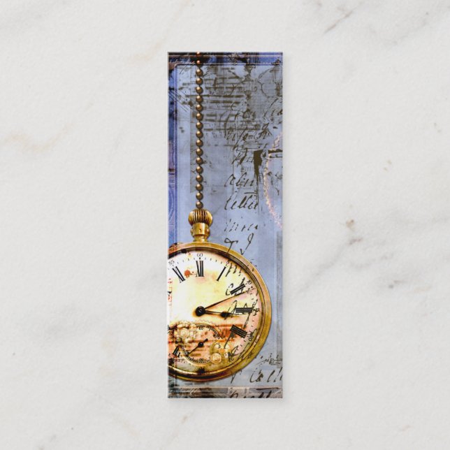 Steampunk Time Machine Pocket Watch Business Card Mini Visitenkarte (Vorderseite)