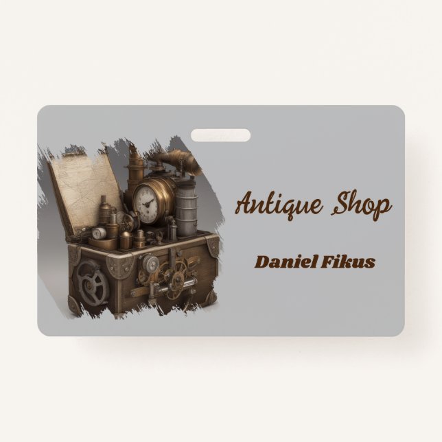 Steampunk Time Machine - Vintage Treasure Chest  Ausweis (Vorderseite)