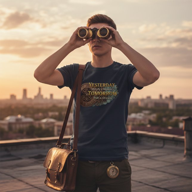 Steampunk Time Machine - Yesterday & Tomorrow Navy T-Shirt (Von Creator hochgeladen)