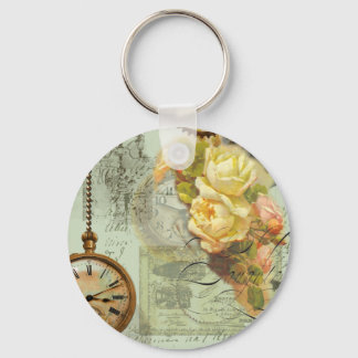 Steampunk Time & Yellow Roses Schlüsselanhänger