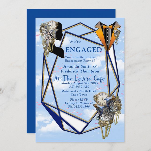 Steampunk Timeless Wedding Party Karten & Geschenk (Vorne/Hinten)