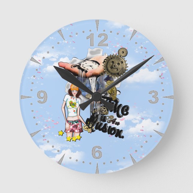 Steampunk Timeless Wedding Party Karten & Geschenk Runde Wanduhr (Vorderseite)