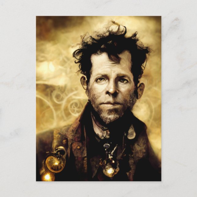 Steampunk Tom Waits Postkarte (Vorderseite)