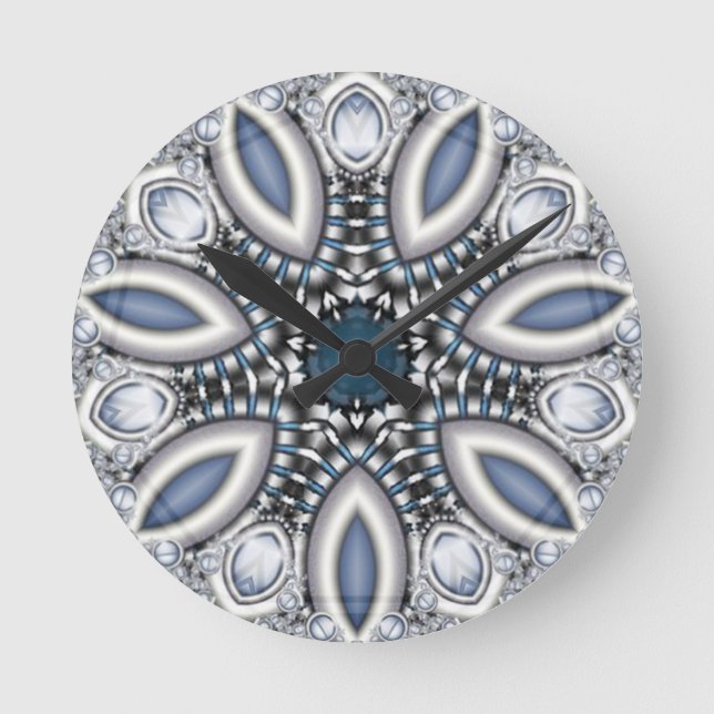 Steampunk Topaz Kaleidoskop Runde Wanduhr (Vorderseite)