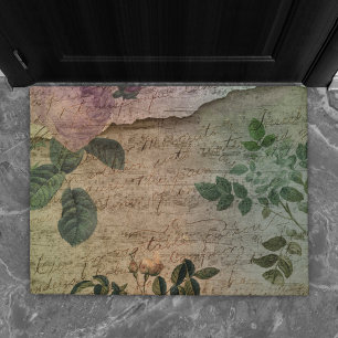Steampunk Torn Rose Vintage Not leidende Ephemer Fußmatte