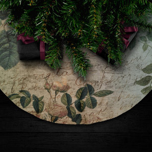 Steampunk Torn Rose Vintage Not leidende Ephemer Polyester Weihnachtsbaumdecke