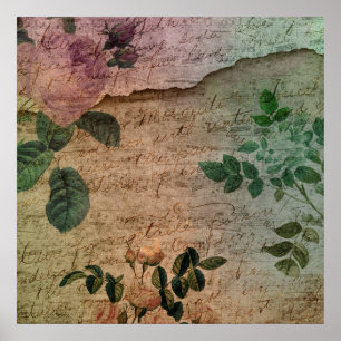 Steampunk Torn Rose   Vintage Not leidende Ephemer Poster