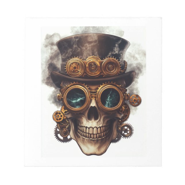 Steampunk-Totenkopfmotor Notizblock (Vorderseite)