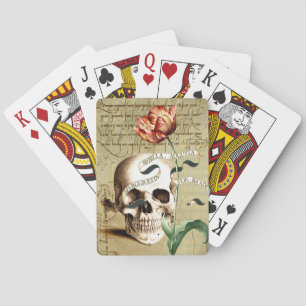 Steampunk-Totenschädel-Blumen-Halloween-Spielkarte Spielkarten