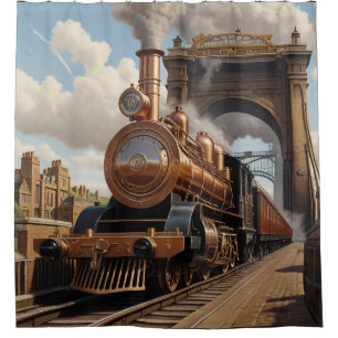 Steampunk Train Verlassend London Duschvorhang
