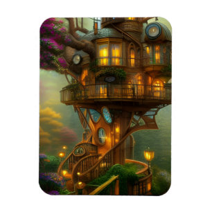 Steampunk Treehouse Observatory Magnet