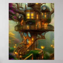 Steampunk Treehouse Observatory Poster