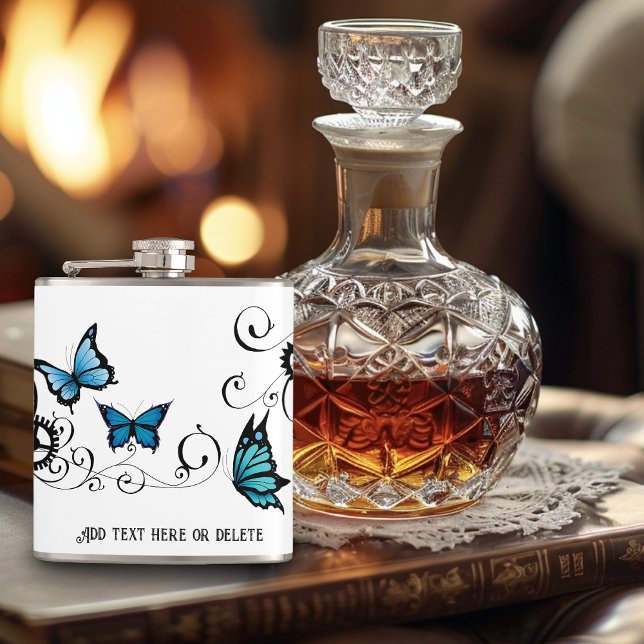 Steampunk Tribal Blue Butterfells Flachmann (Von Creator hochgeladen)