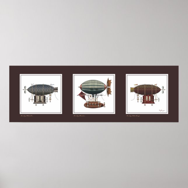 Steampunk-Trio von Fantasy Dirigibles Poster (Vorne)