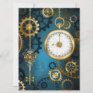 Steampunk Türkis Hintergrund mit Zahnrädern Karte