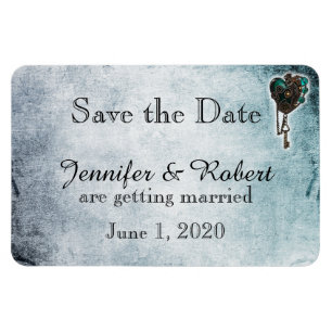Steampunk Türkise Herz Hochzeit Save the Date Magnet