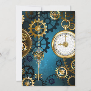 Steampunk türkisfarbener Hintergrund mit Zahnräder Dankeskarte