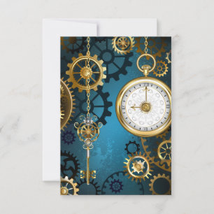 Steampunk türkisfarbener Hintergrund mit Zahnräder Dankeskarte