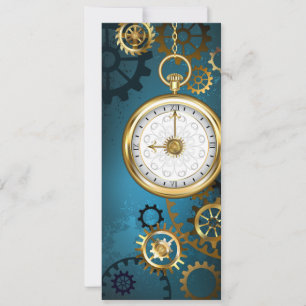 Steampunk türkisfarbener Hintergrund mit Zahnräder Feiertagskarte