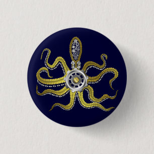Steampunk übersetzt Krake Kraken Button