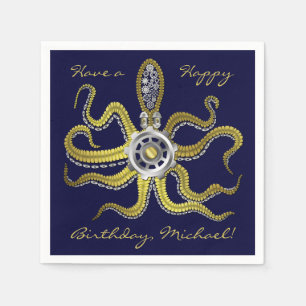 Steampunk übersetzt Krake Kraken Serviette