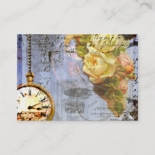 Steampunk-Uhr Gelbe Rosen Visitenkarten Visitenkarte